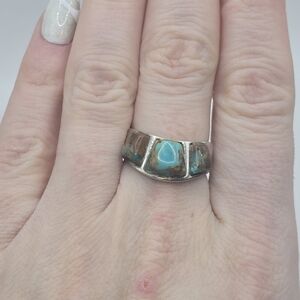 Jay King Desert Rose Trading Co Turquoise Size 8 Thick 3 Stone Ring